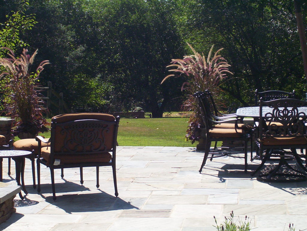 Stone Patio, Water Feature and Landscaping Project in Potomac, MD
