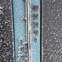 Thermometer showing very cold temperatures