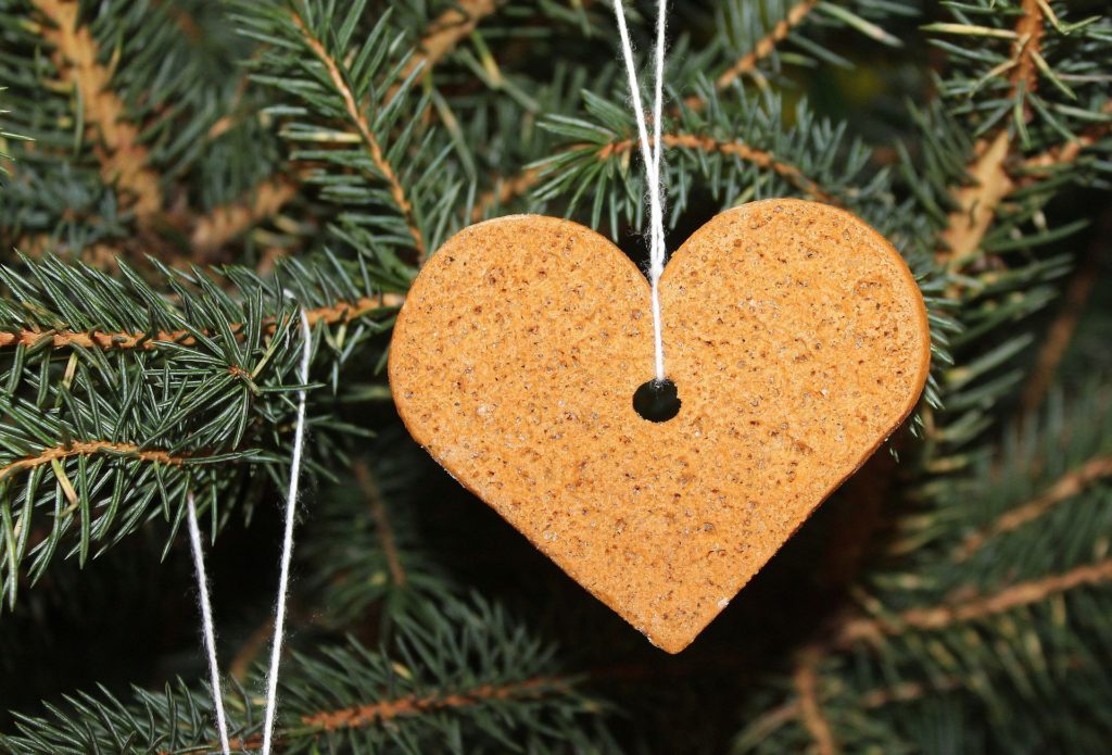 Hanging heart Ornament on Christmas tree