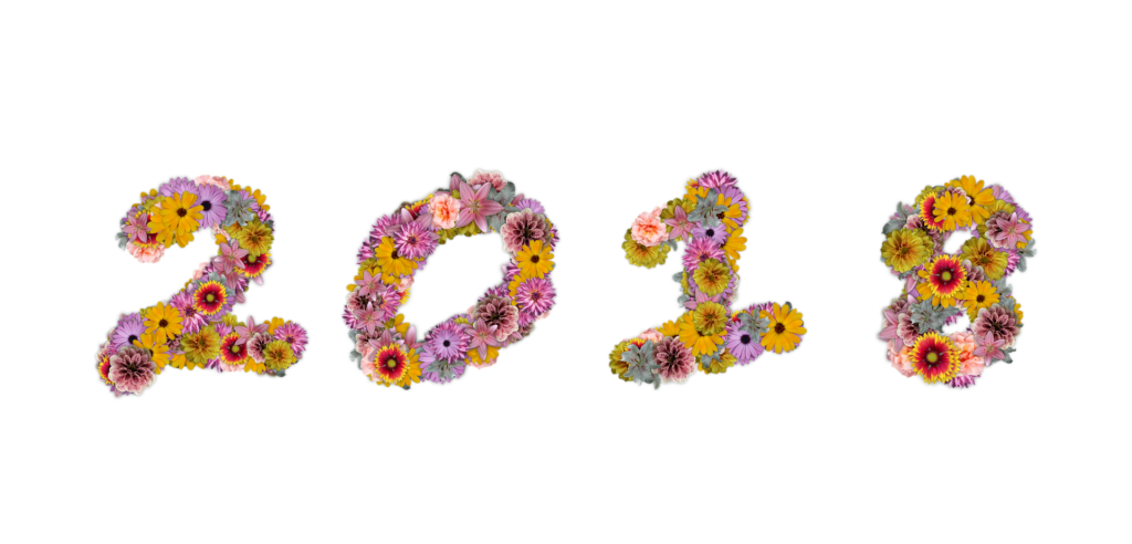 2018 spelled out in flowers