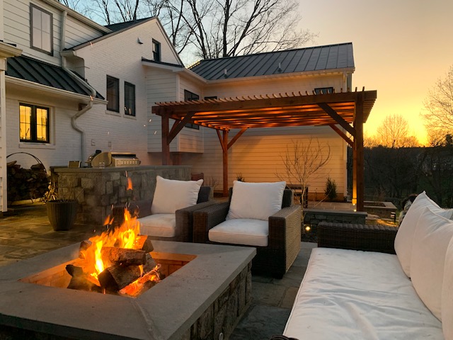 Outdoor firepit by hardscape contractors in MD