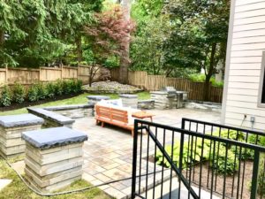 Patio design and installation with outdoor kitchen