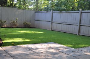 white wooden fence with freshly cut grass