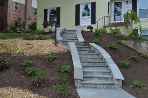 Close up walkway installation and landscape design in north potomac, MD