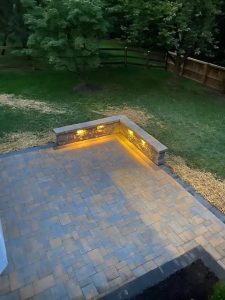 patio installation with outdoor lighting view from rooftop