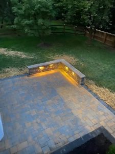 patio installation with outdoor lighting view from rooftop
